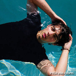 joe jonas in wet clothes in pool