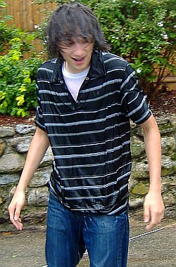 Wet T-shirt and jeans